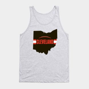 Cleveland Football Ohio Outline Brown Tank Top